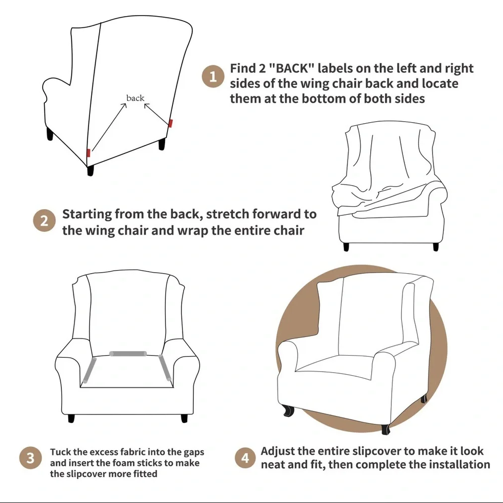 UNIQUE PATTERN85% polyester15% spandex. JIVINER 1 piece wing chair slipcovers
